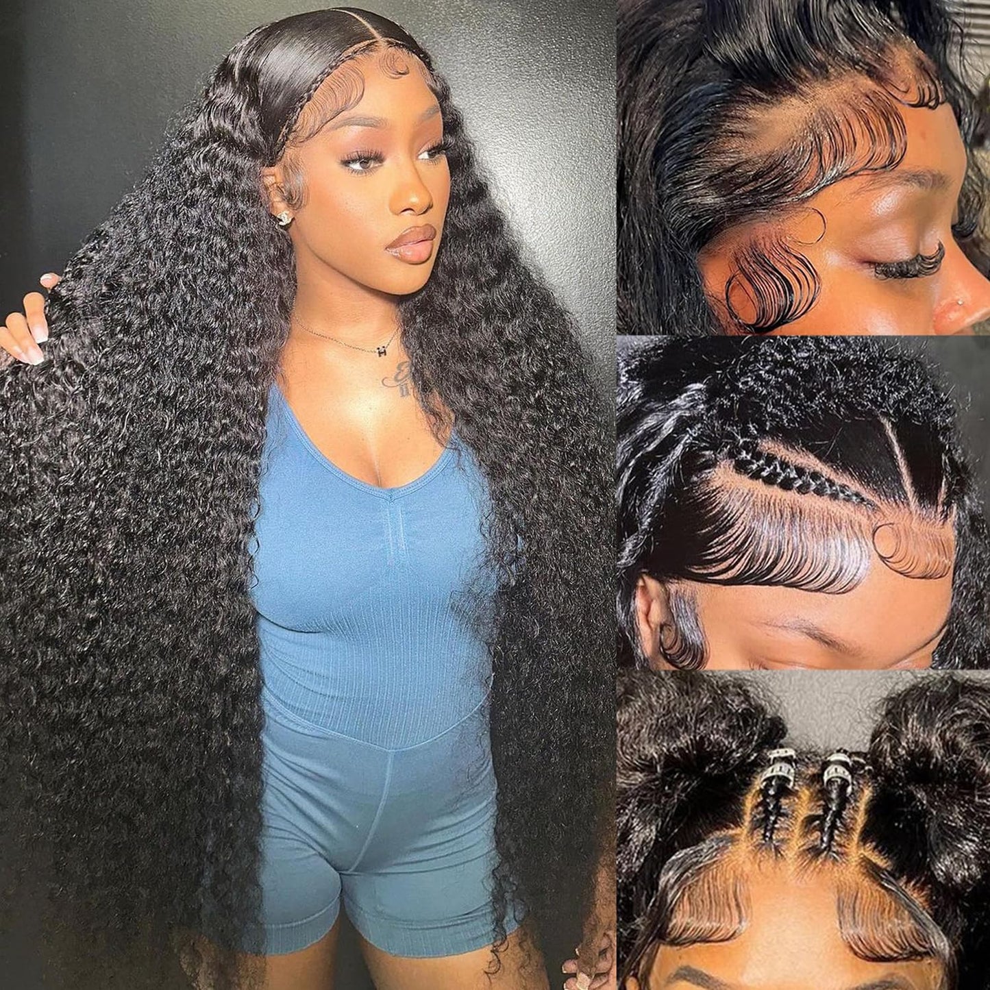 36 Inch Deep Wave Lace Front Wigs Human Hair for Women