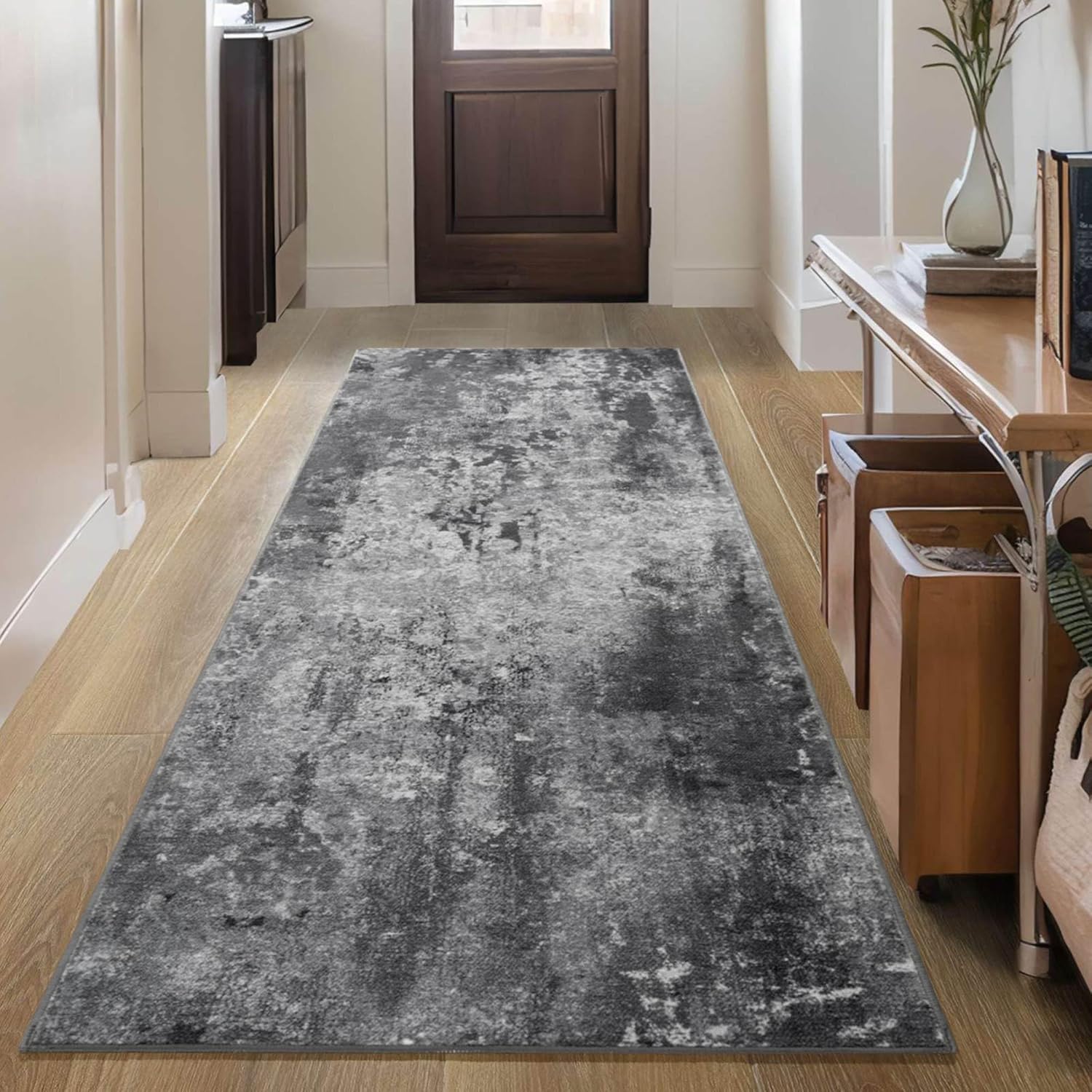 2x6 Black Rug Runners for Hallways Kitchen Non Slip Washable