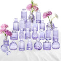 Glass Bud Vases 24 in Bulk Small Purple Ribbed Bud Vases for Weddings