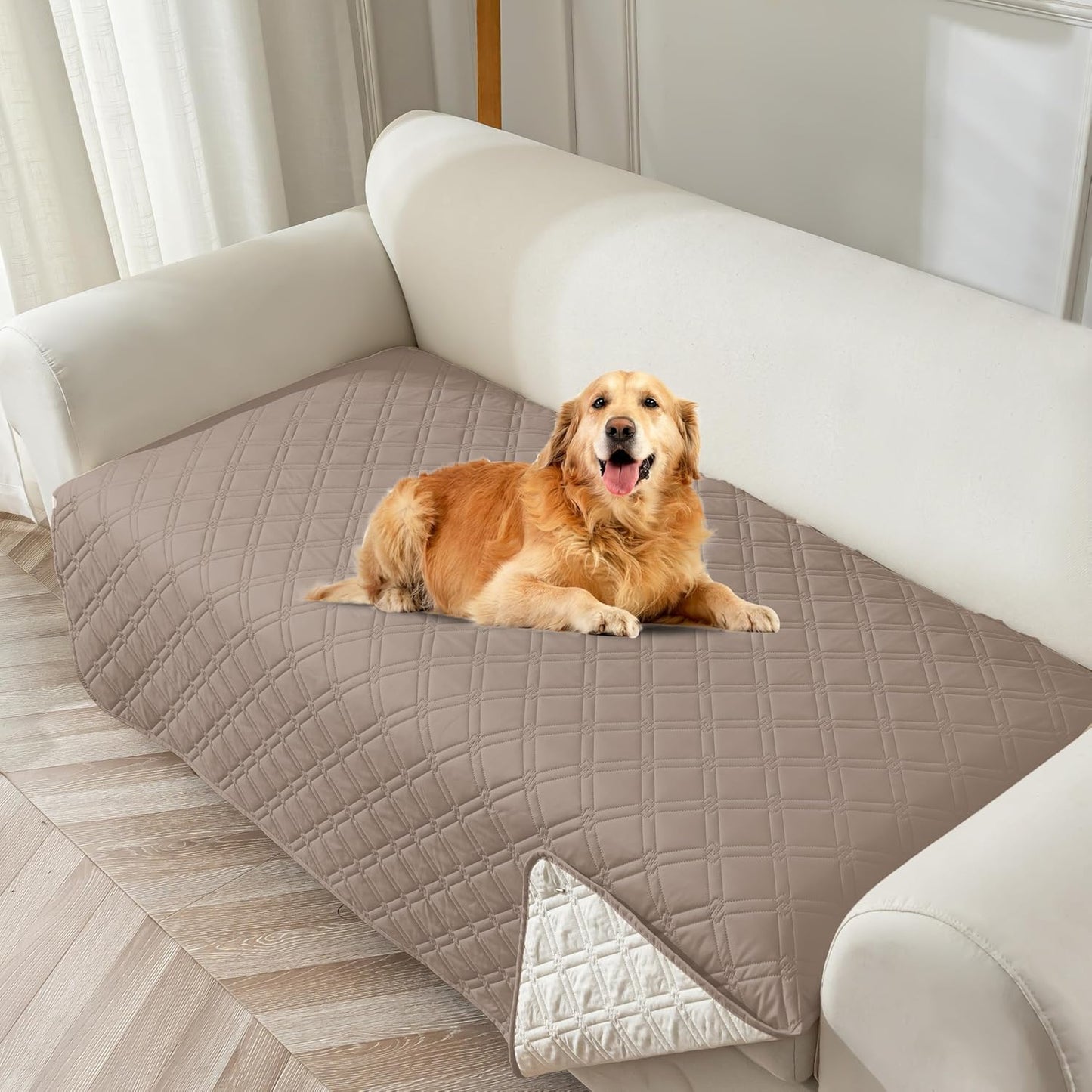 Genina Waterproof Couch Cover for Pets, Washable Anti-Slip Design