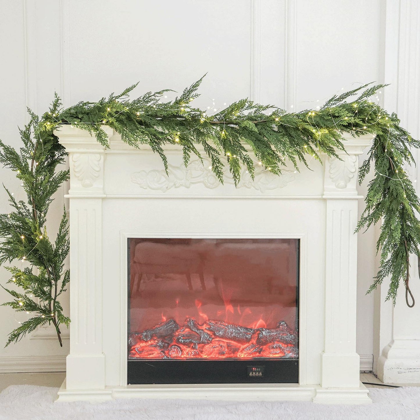 9ft Handmade Christmas Garland with LED Lights for Decor