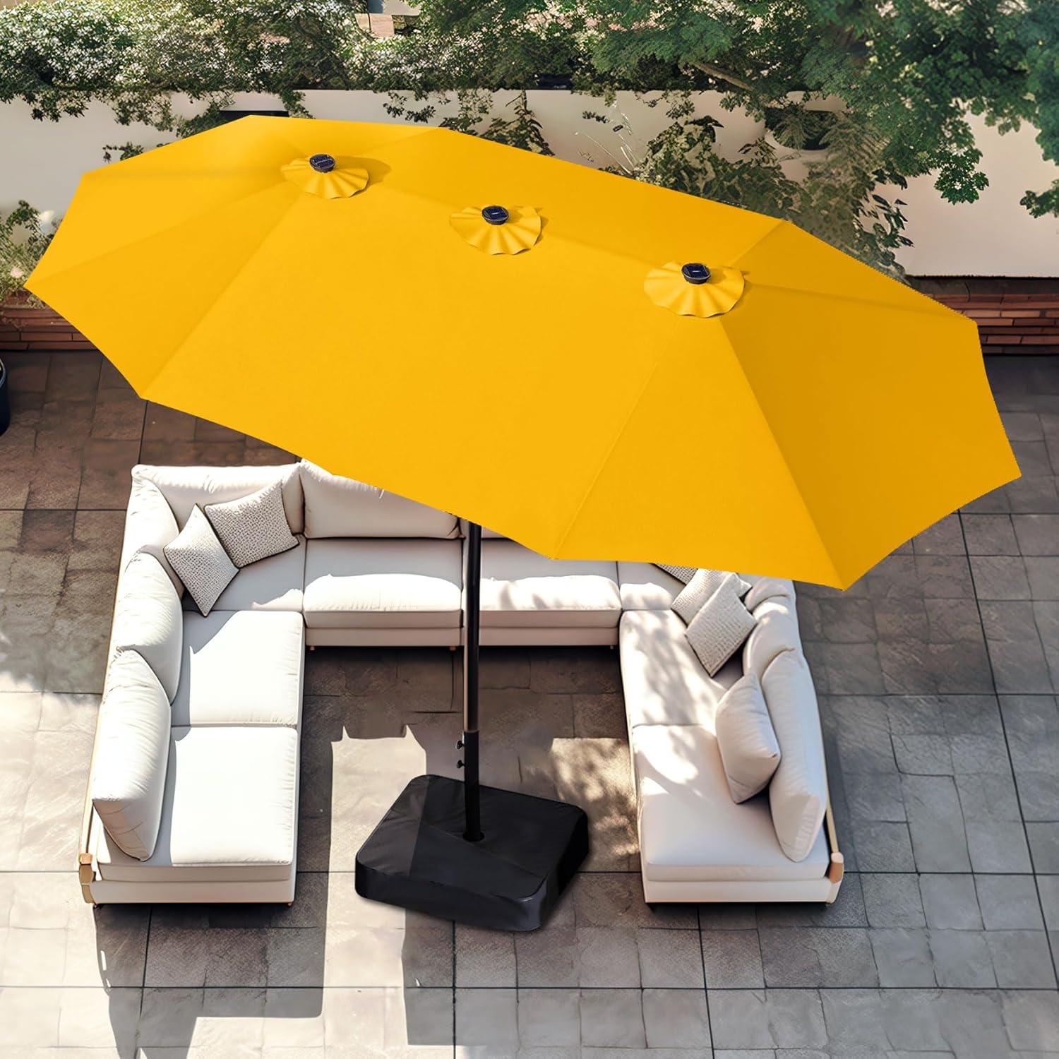 PHI VILLA 15ft Large Double-Sided Patio Umbrella for Outdoors
