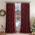 Christmas Red Velvet Curtains 96 in 2 Panels - Festive Thermal Drapes