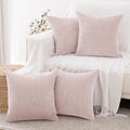 4 Pack Blush Pink Throw Pillow Covers 24x24 in - Soft Chenille