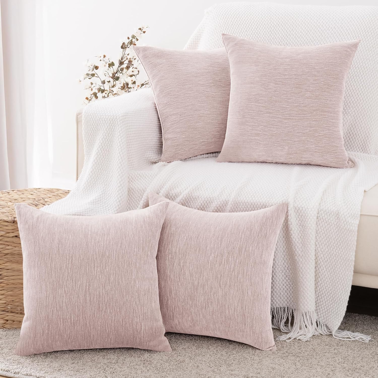 Blush Pink Decorative Throw Pillow Covers for Cozy Home Decor