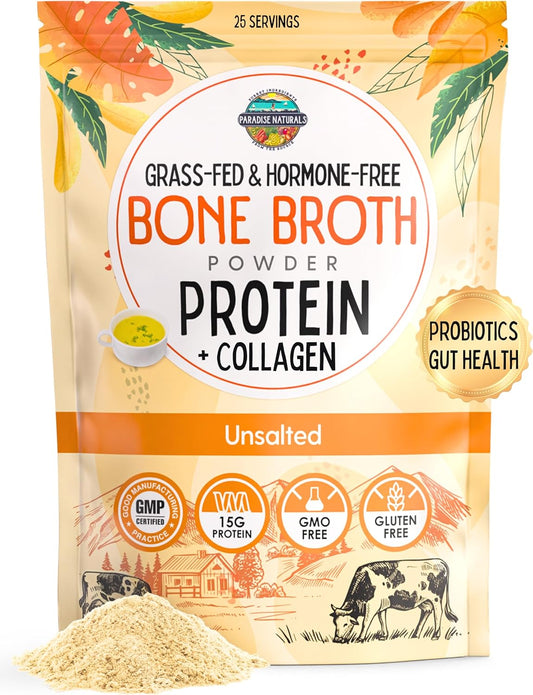 100% Grass-Fed Natural Beef Bone Broth Powder for Wellness