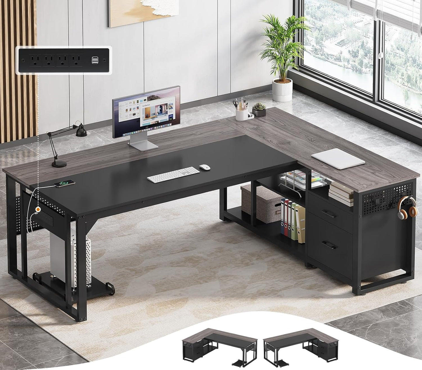 71 in Executive Desk with Power Outlets for Modern Offices