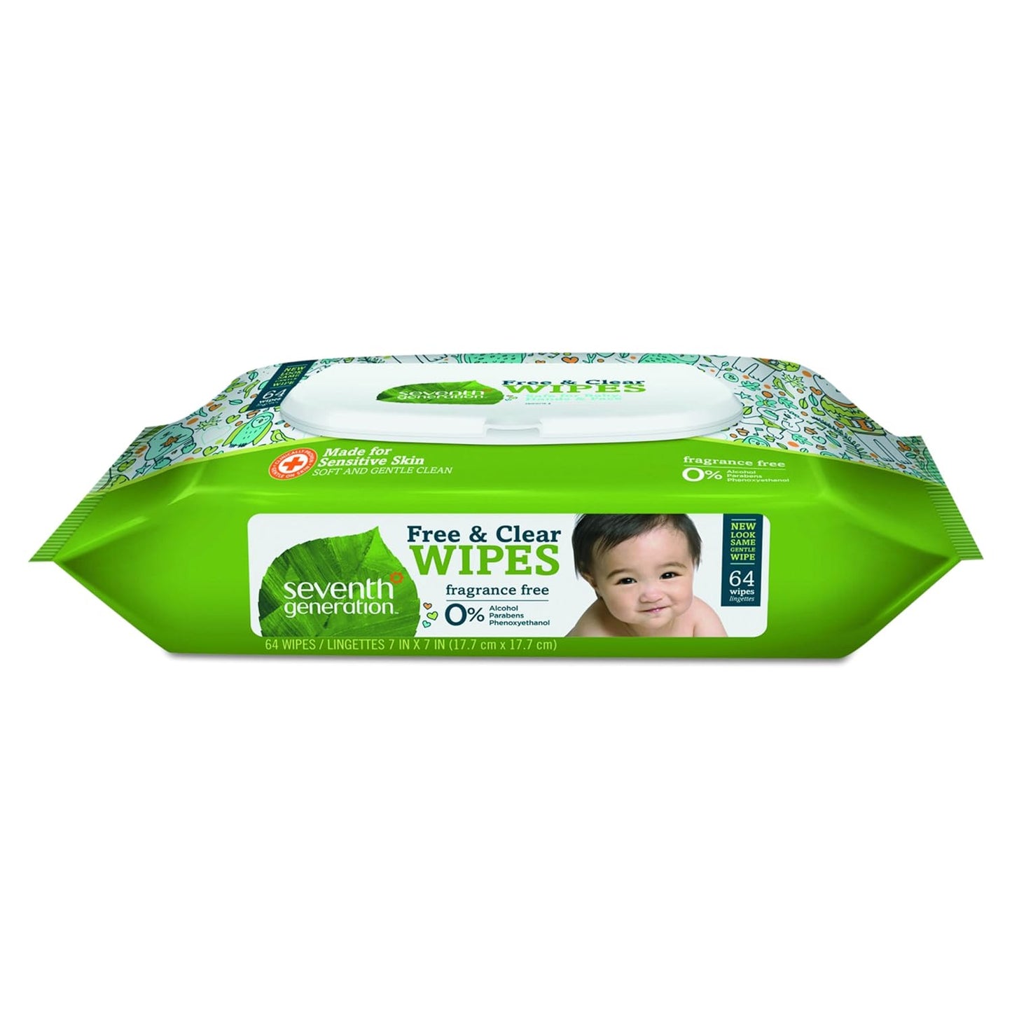 Seventh Generation Free & Clear Baby Wipes, Unscented, 12 Packs