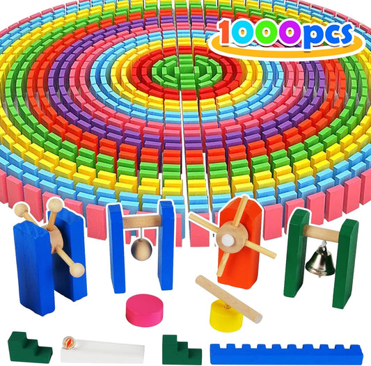 1000 Piece Dominoes Set for Kids with Extra Colorful Blocks