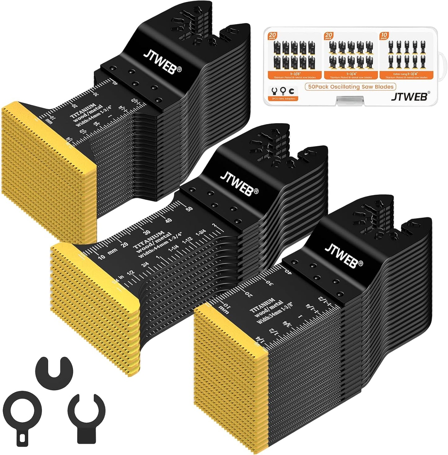 JTWEB 50PCS Titanium Oscillating Multitool Blades for Metal