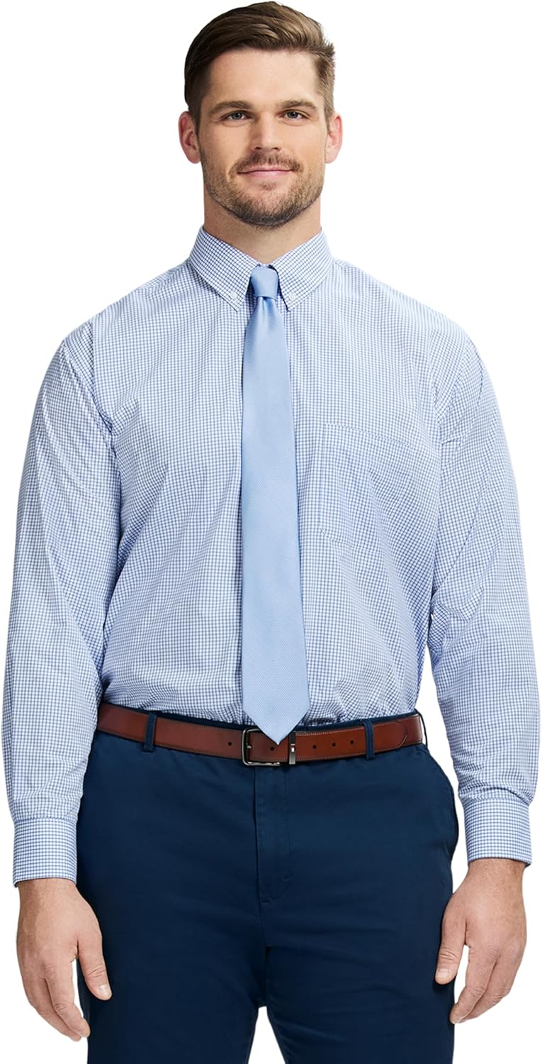 Izod Mens Big and Tall Dress Shirt Long Sleeve for Comfort