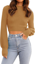 Women's Mock Neck Cropped Sweater - Ribbed Knit Fall Pullover