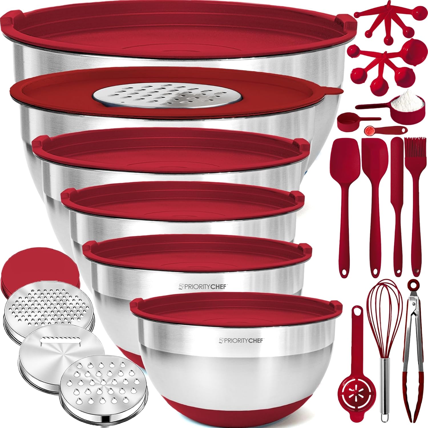 Priority Chef Stainless Steel Mixing Bowls Set with Lids 30Pcs