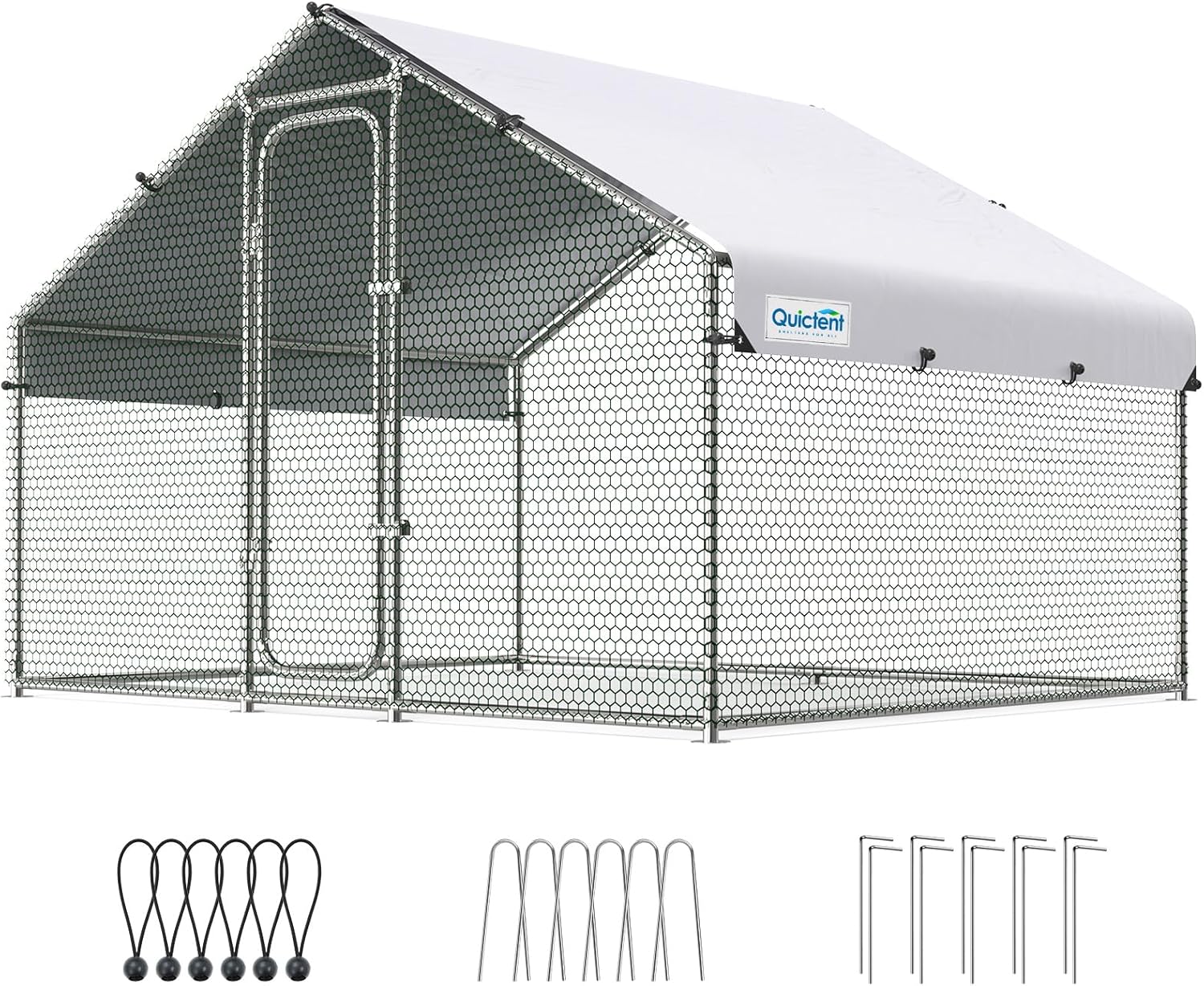 Quictent Large Metal Chicken Coop Run for 10+ Poultry Safety