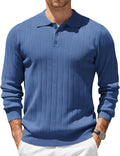 COOFANDY Mens Knit Polo Sweater Long Sleeve - Slim Lightweight Fit