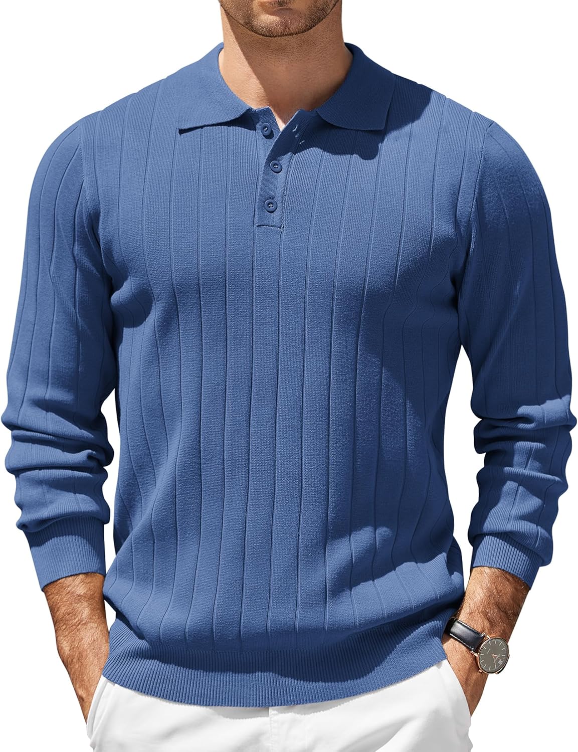 Mens Knit Polo Sweater by COOFANDY - Lightweight Casual Style