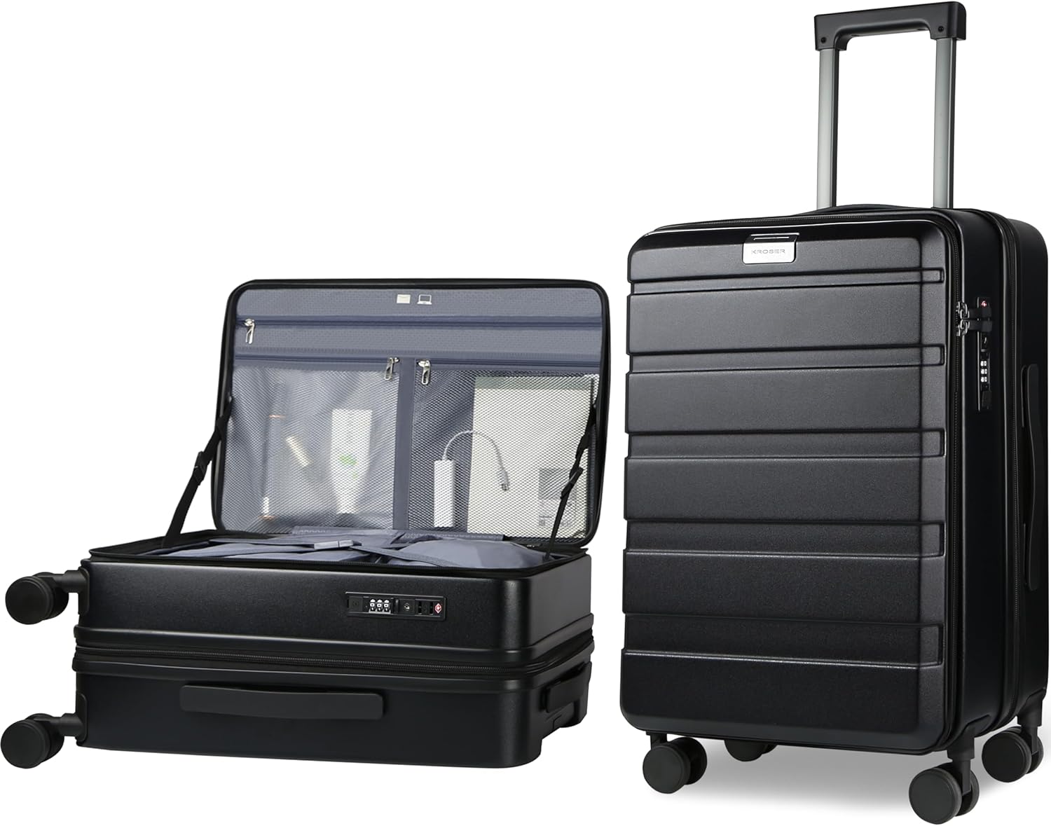 KROSER Carry On Luggage with Spinner Wheels and TSA Lock