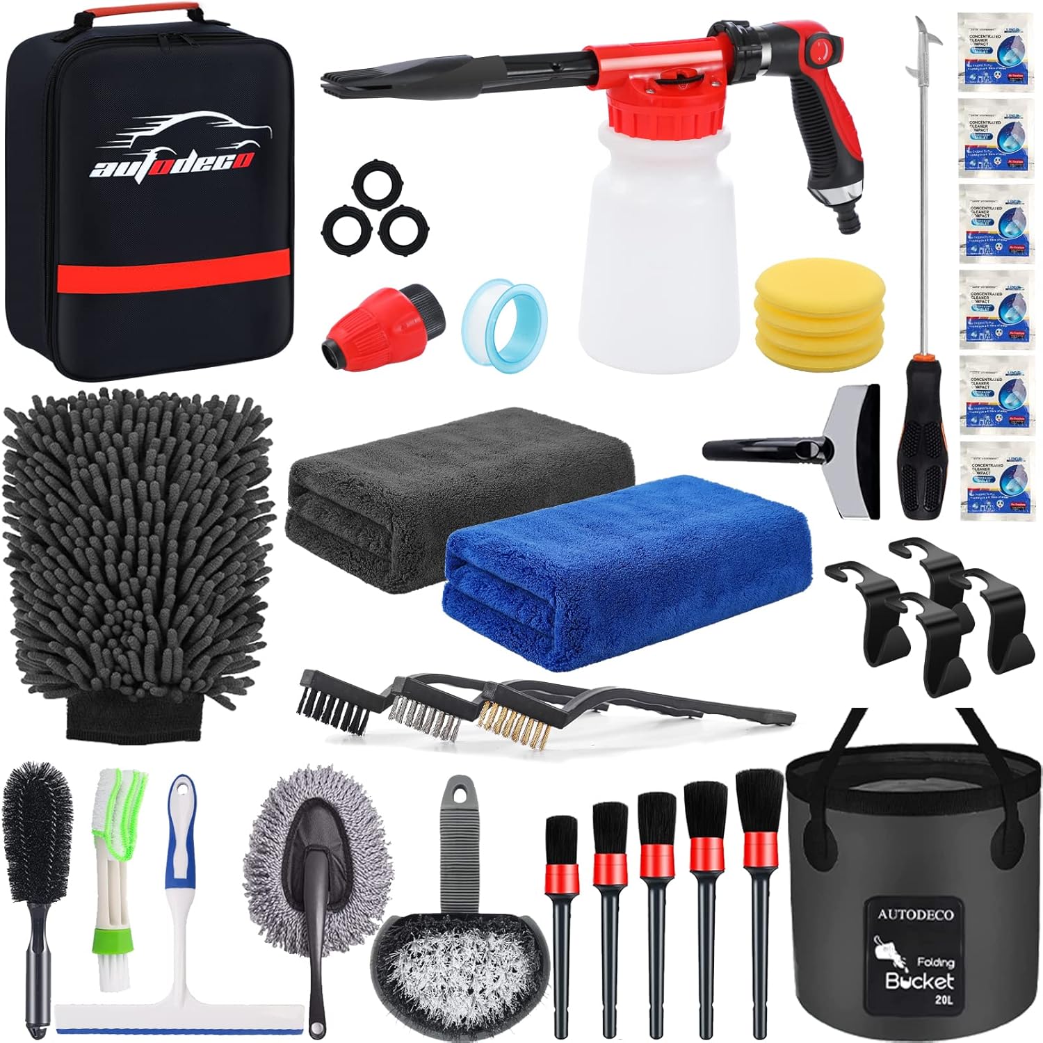 AUTODECO 35Pcs Car Wash Detailing Kit for Complete Cleaning