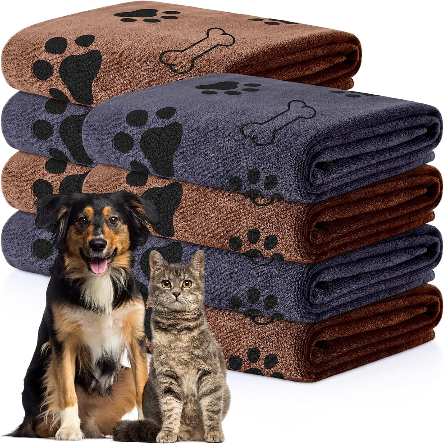 Chumia 8 Pcs Microfiber Pet Towels for Quick Drying Dogs Cats