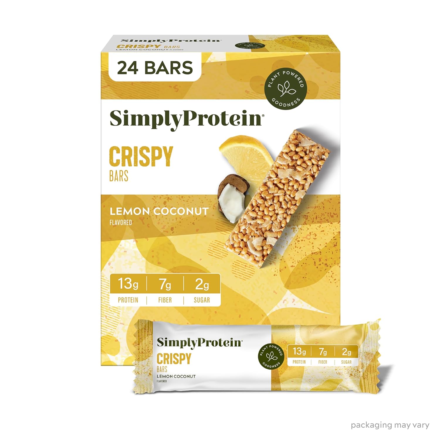 Simply Protein Lemon Coconut Crispy Bars - Delicious Plant Based Snack