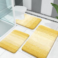 OLANLY Bathroom Rugs Set 3 Piece - Plush Microfiber Bath Mats (Yellow)