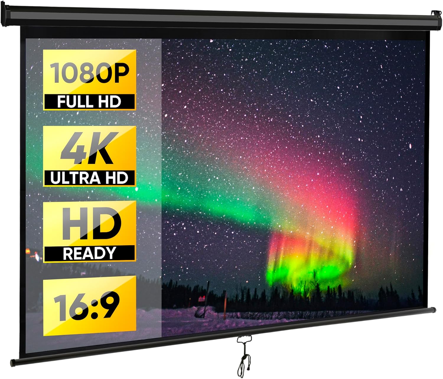 80in HD Manual Projector Screen for Home Theater and Office