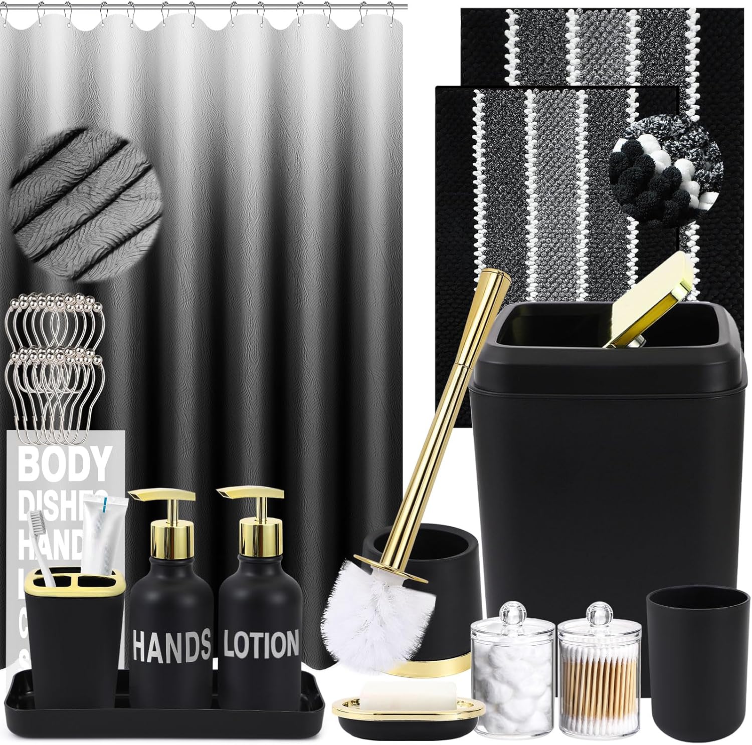 25PCS Black Bathroom Accessories Set for Modern Home Decor