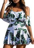 COCOPEAR One Piece Flounce Swimsuit Off Shoulder Swimdress - Tummy