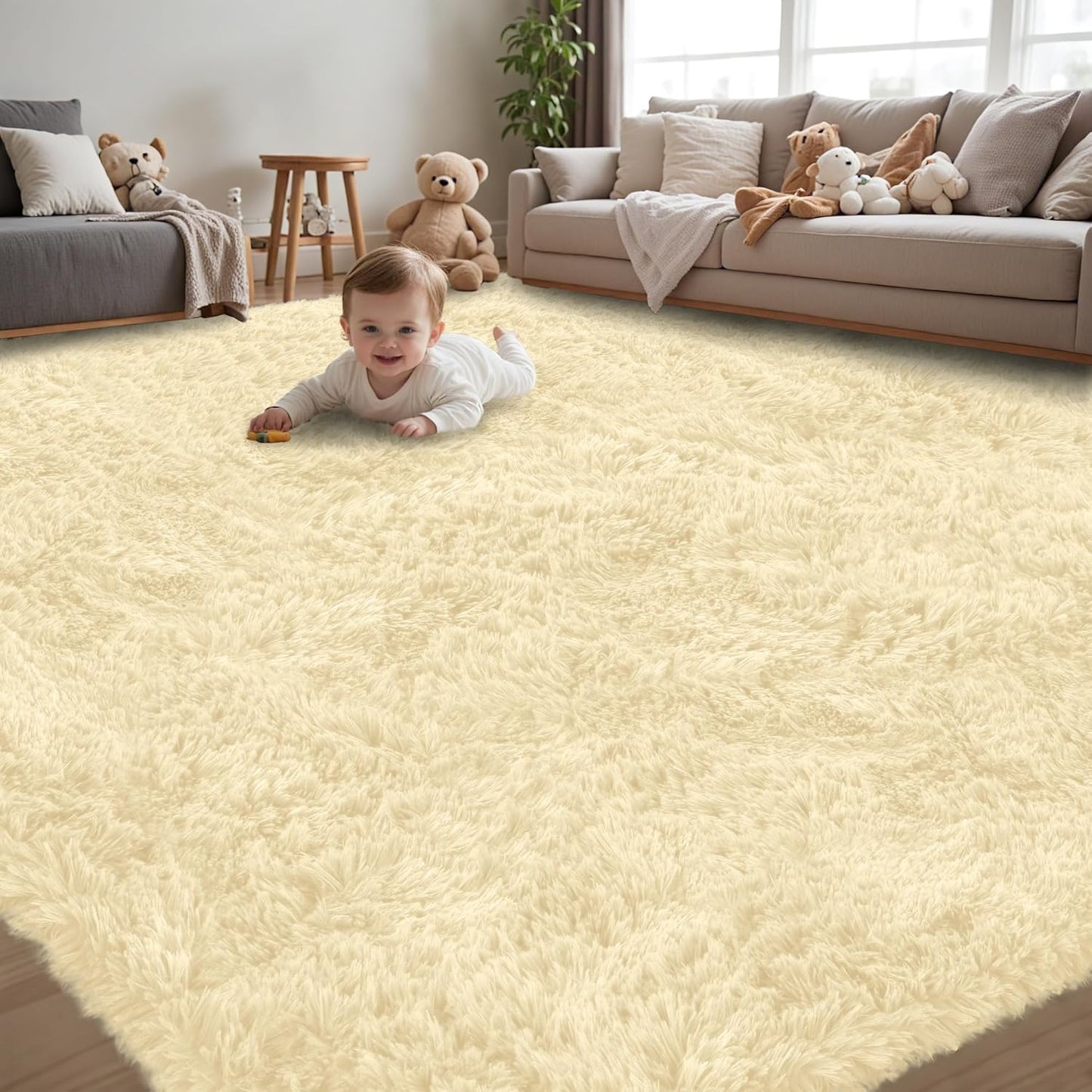 Ultra Soft Fluffy 4x6 Area Rug for Living Room and Bedroom
