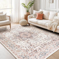 5x7 Pink Area Rug - Washable Low Pile Vintage Boho Carpet
