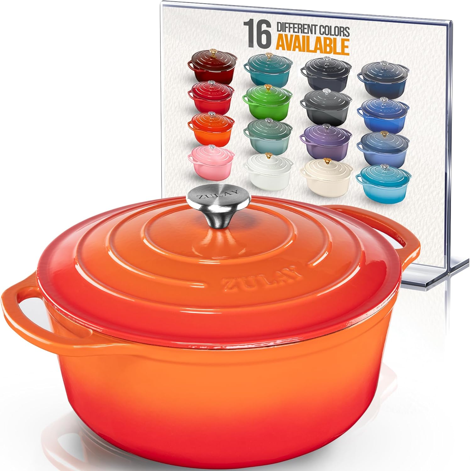 Zulay Kitchen 6 Quart Enameled Cast Iron Dutch Oven for Cooking