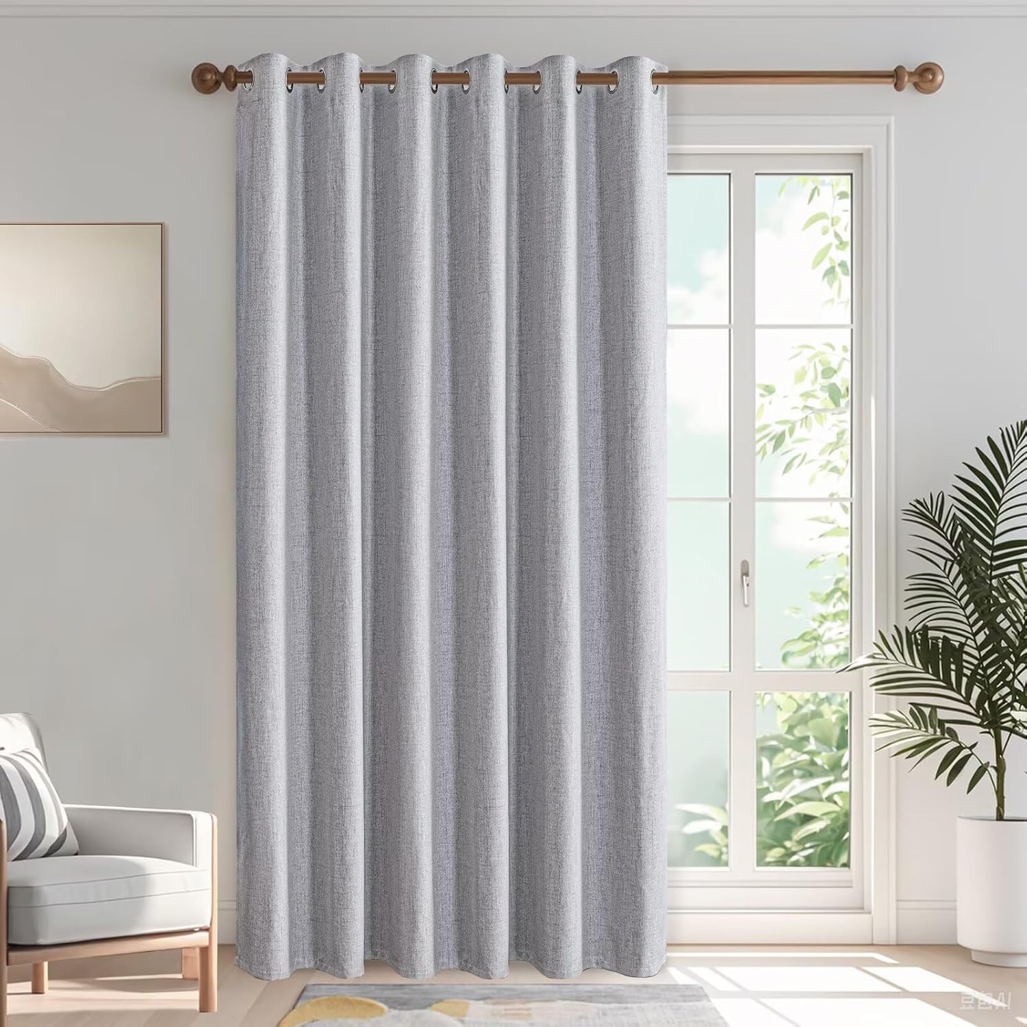 100% Blackout Curtains for Bedroom 108 Inches Long, Greyish White