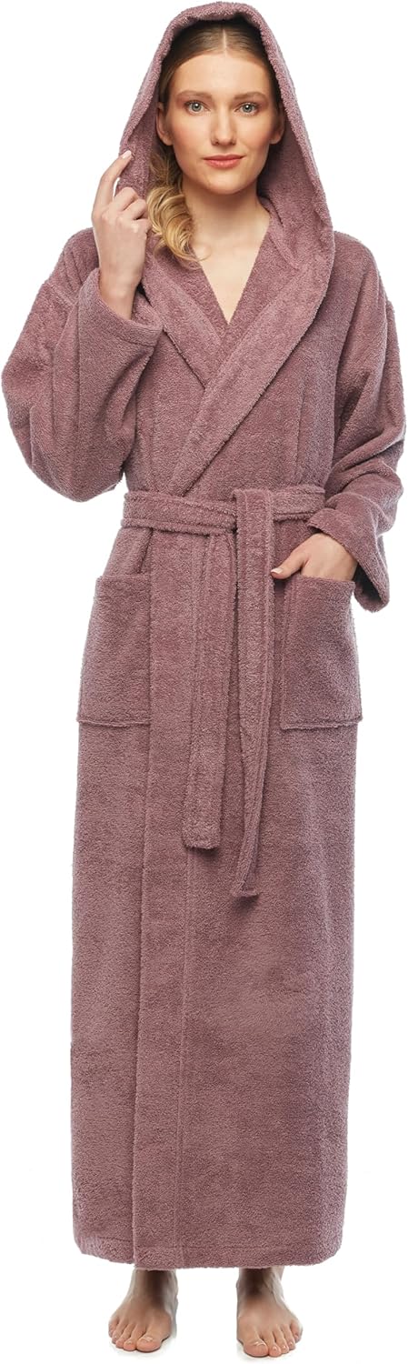 Turkish Cotton Hooded Bathrobe for Women - Classic Comfort