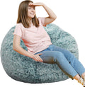 Fluffy Bean Bag Chair 3ft Round Memory Foam Filled - Cozy Seat