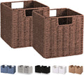 Vagusicc Wicker Storage Basket Set of 2 - Compact Foldable Cube Bins