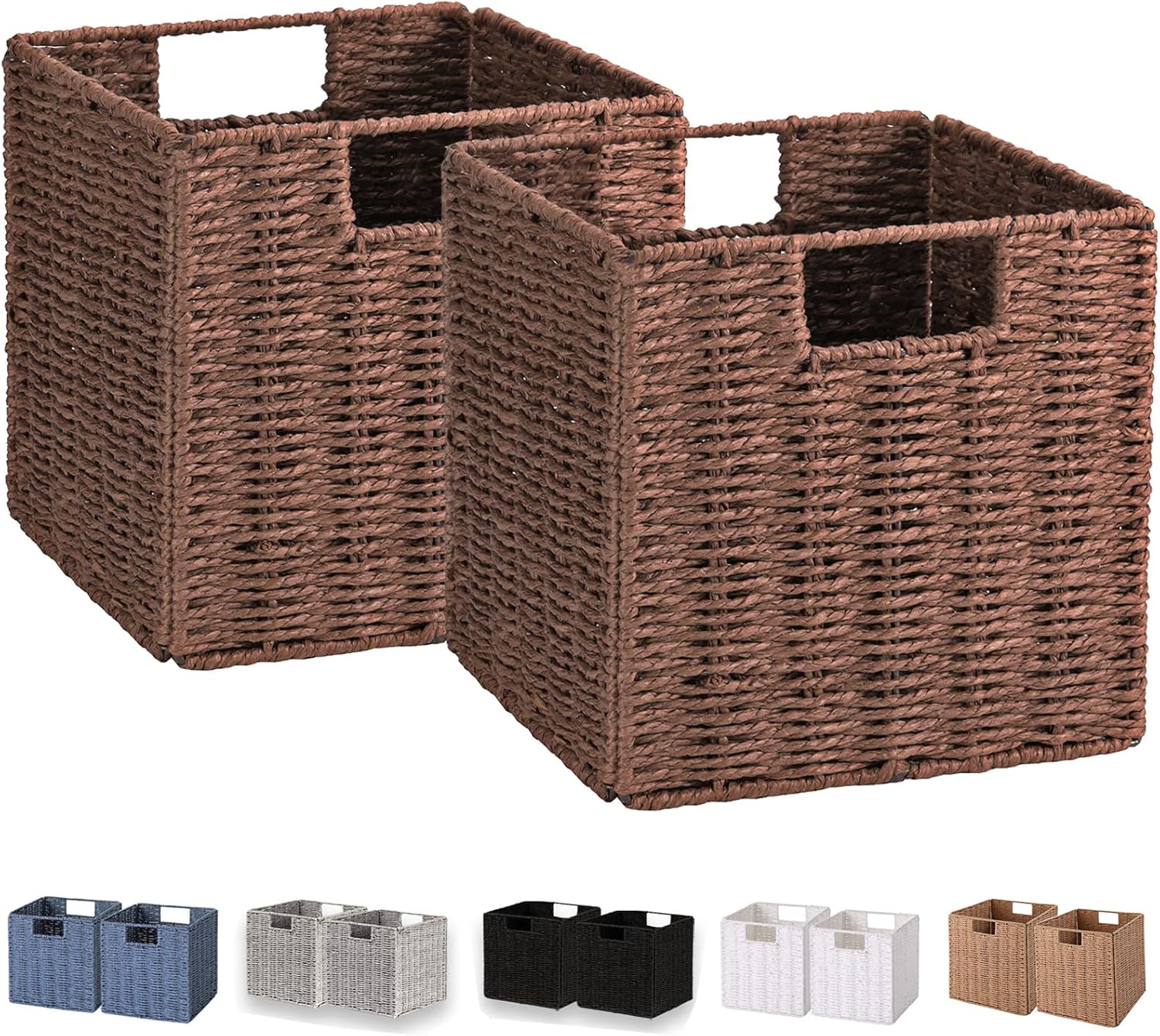 Vagusicc Wicker Storage Basket Set of 2 for Organizing Needs