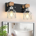 Farmhouse Bathroom Light Fixtures 2-Light Rustic Wood Vanity - Warm