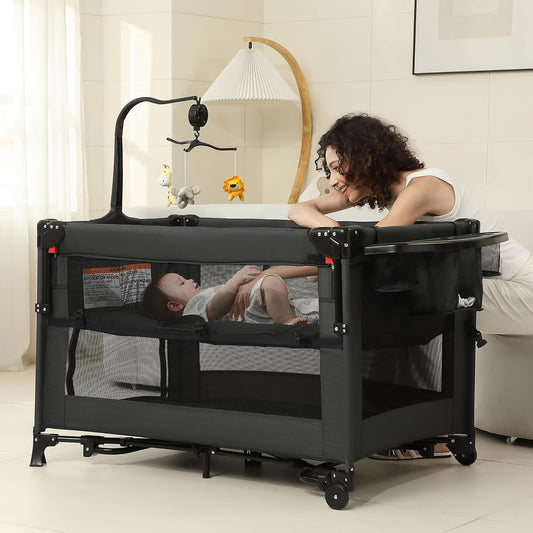 5 in 1 Pack and Play Baby Bassinet Bedside Sleeper for Infants