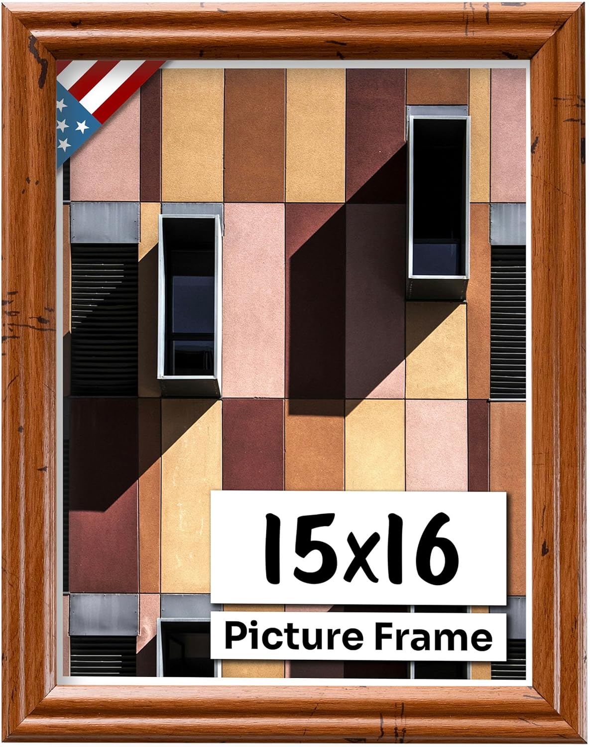Distressed Oak 15x16 Picture Frame - Handmade Solid Wood Frame