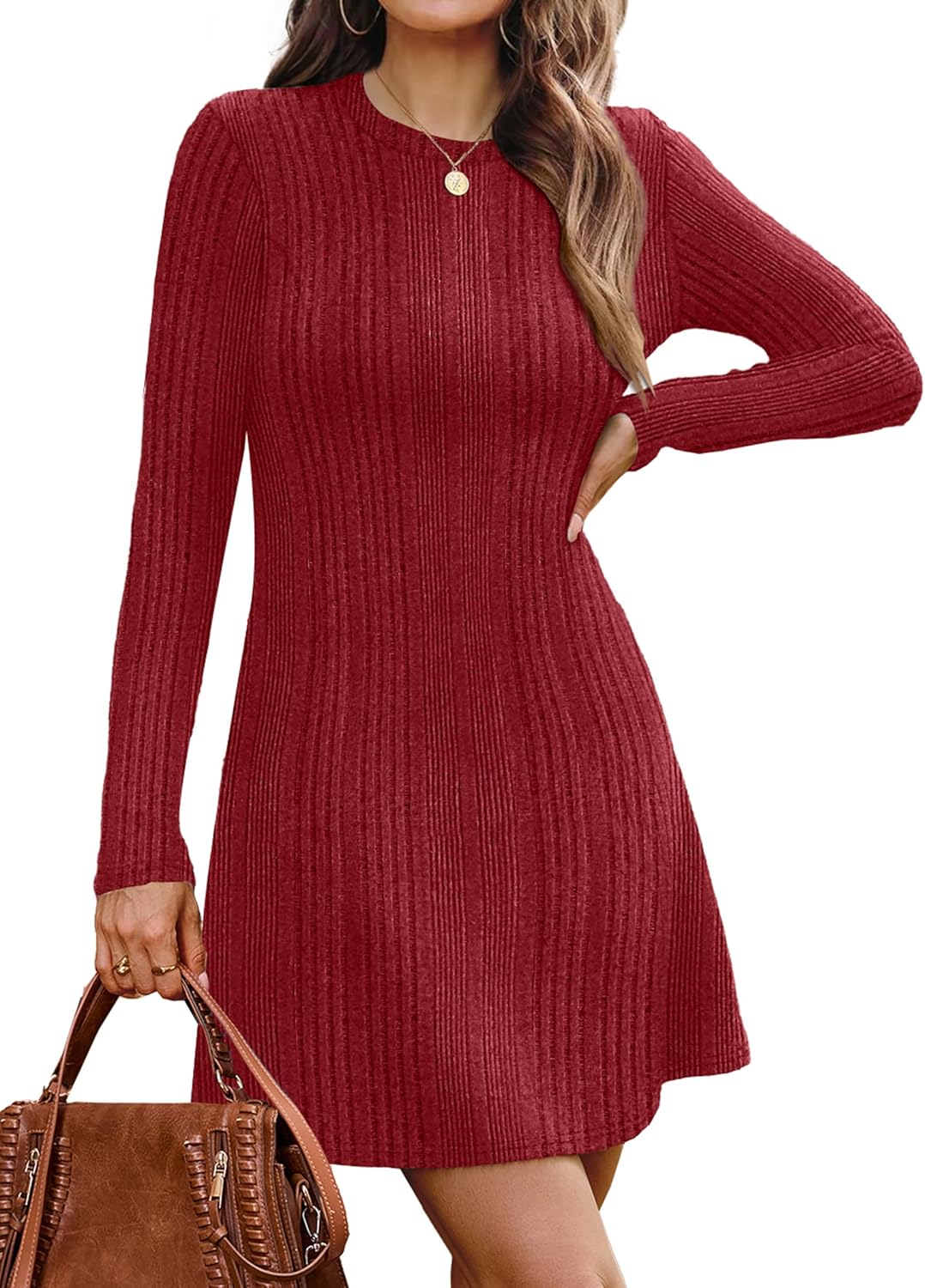 OFEEFAN Fall Dresses for Women Long Sleeve Sweater Dress