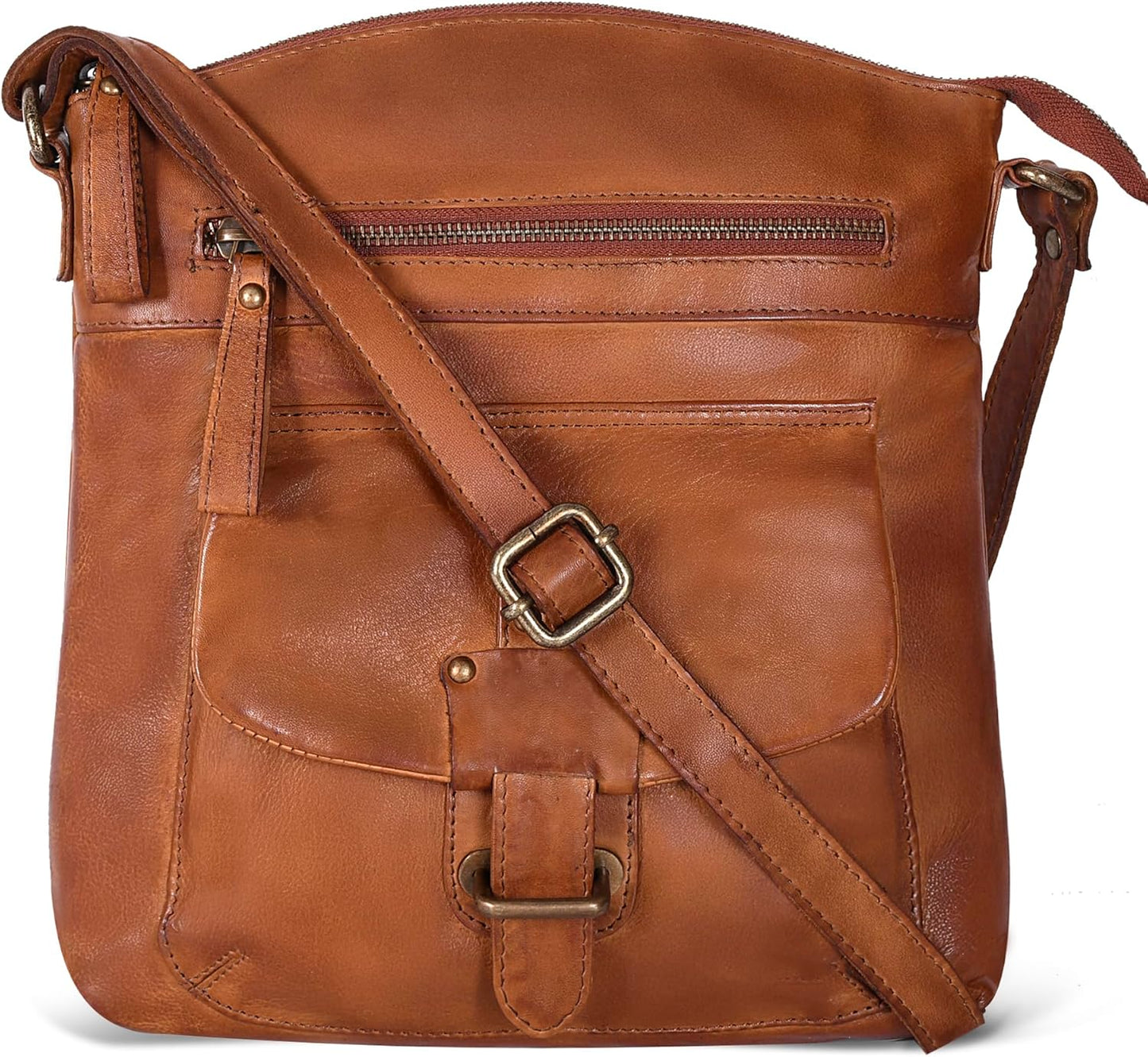 Durable Leather Crossbody Bag for Women with Adjustable Strap