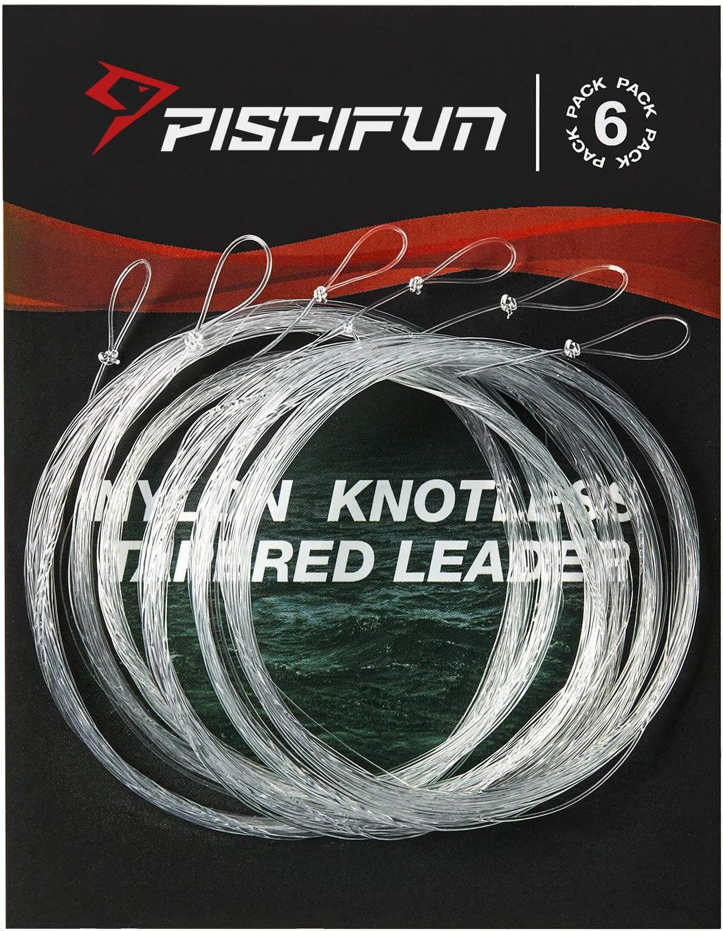 Piscifun 6 Pack Clear Nylon Fly Fishing Leaders - Smooth Casting & Tangle-Free!