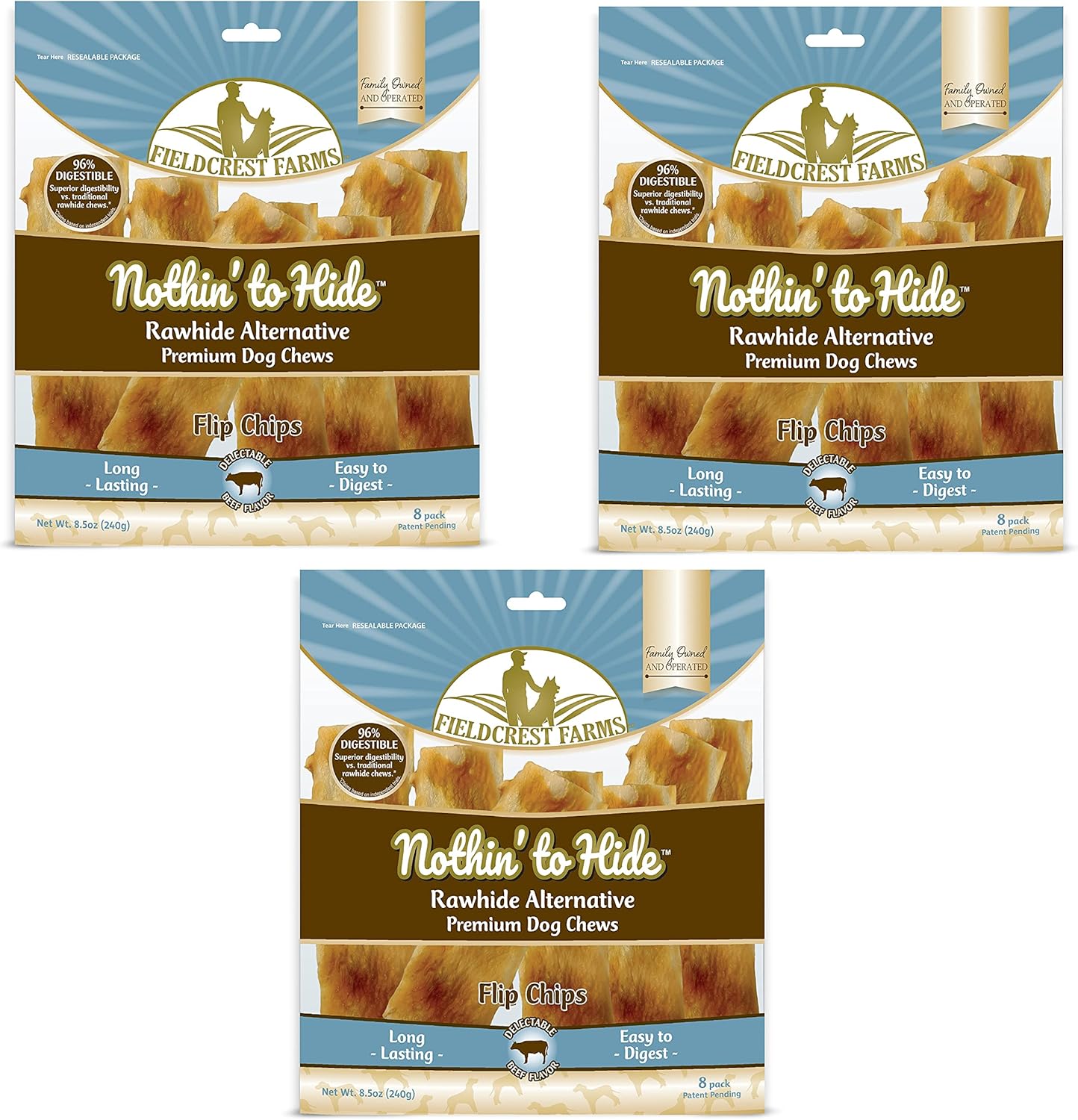 Fieldcrest Farms Nothin to Hide Flip Chips Dog Chews - Beef