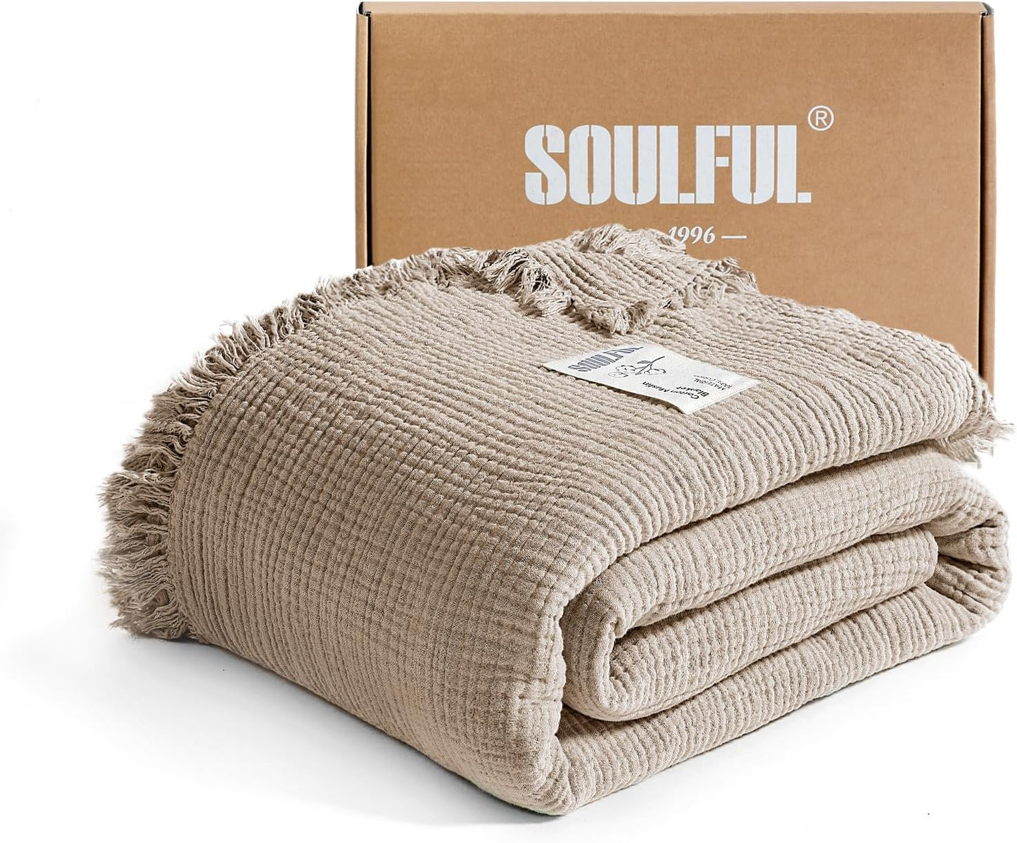 SOULFUL Muslin Throw Blanket - Soft Cotton for Couch or Bed