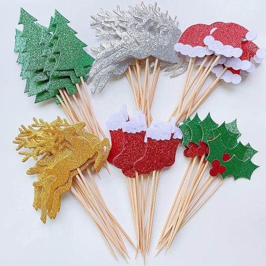 Christmas Cupcake Toppers - Festive Decor Picks by Akicoo
