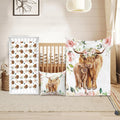 Baby Crib Bedding Set Highland Cow Design - Soft Nursery Bundle