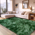 Tie-Dyed Green Fluffy Rug 5x7 ft - Ultra Soft Non Slip Shaggy