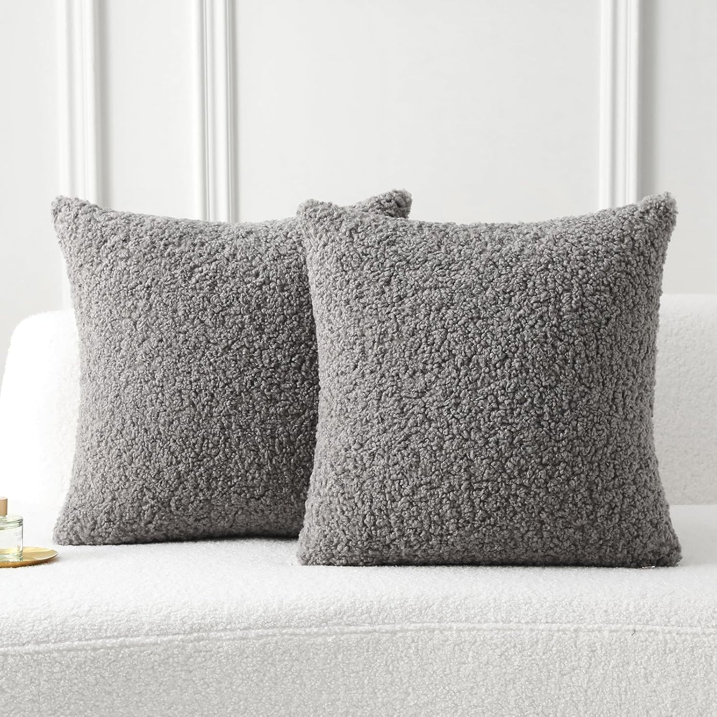FUTEI Dark Grey Throw Pillow Covers 26x26 Inch Set of 2 for Home