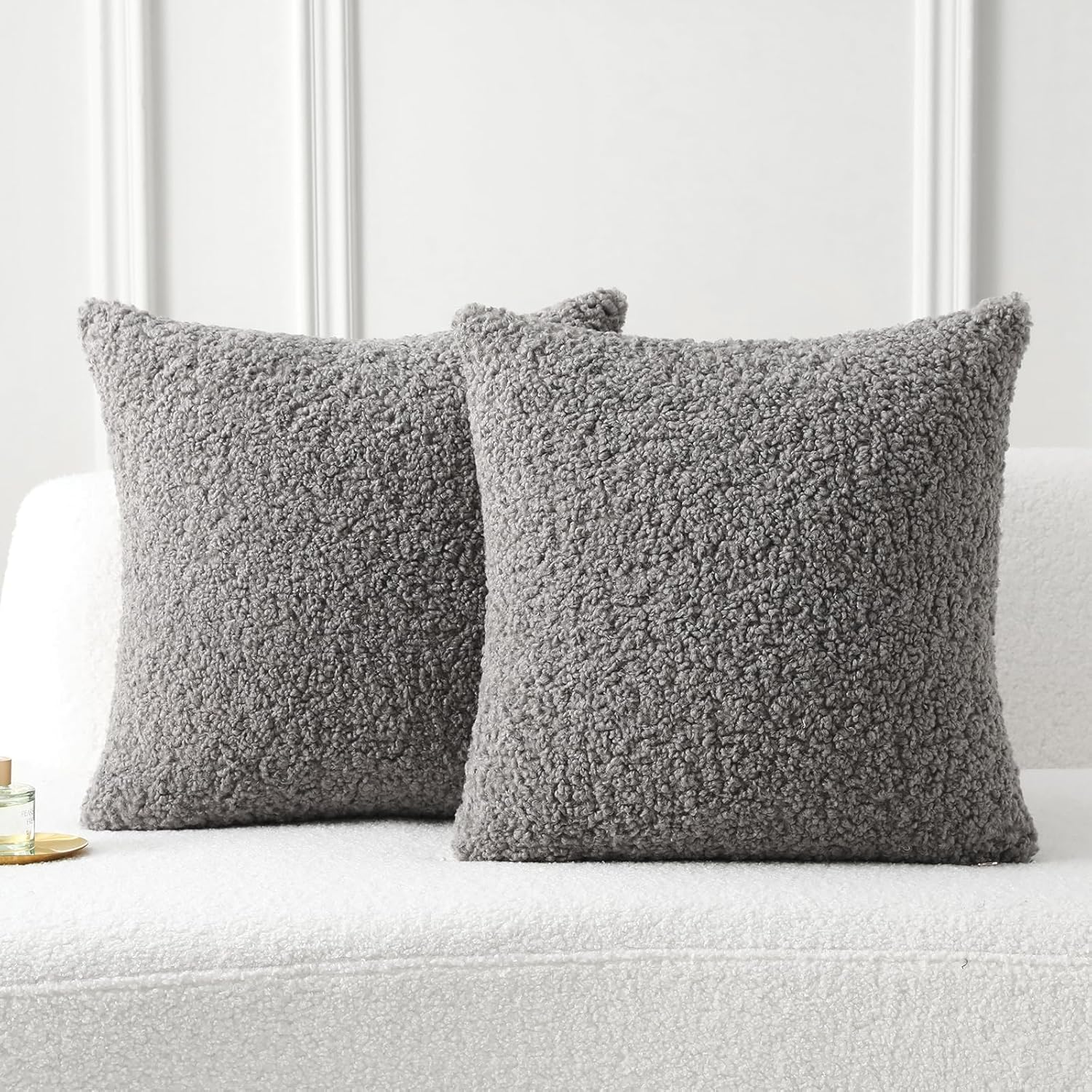 FUTEI Dark Grey Throw Pillow Covers 26x26 Inch Set of 2 for Home