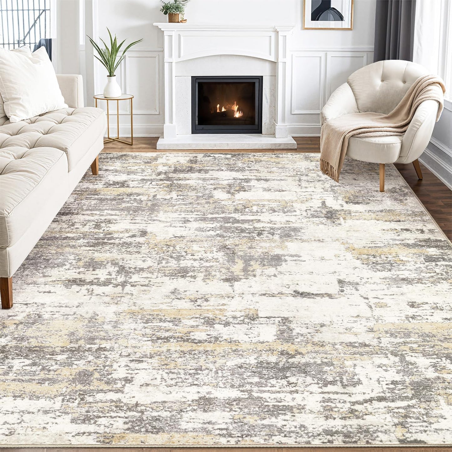 9x12 Abstract Washable Area Rug for Living Room and Bedroom